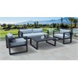Pemberly Row Weber Modern Gray Fabric Outdoor Sofa Set with Black Frame