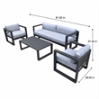 Pemberly Row Weber Modern Gray Fabric Outdoor Sofa Set with Black Frame