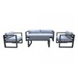 Pemberly Row Weber Modern Gray Fabric Outdoor Sofa Set with Black Frame