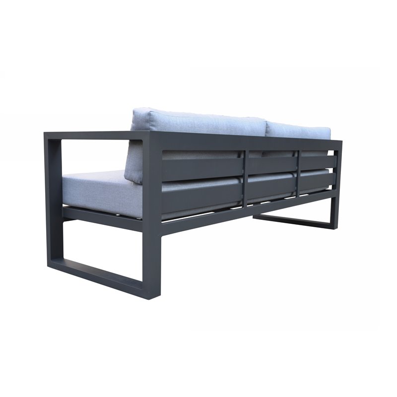 Pemberly Row Weber Modern Gray Fabric Outdoor Sofa Set with Black Frame