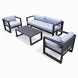 Pemberly Row Weber Modern Gray Fabric Outdoor Sofa Set with Black Frame