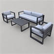 Pemberly Row Weber Modern Gray Fabric Outdoor Sofa Set with Black Frame