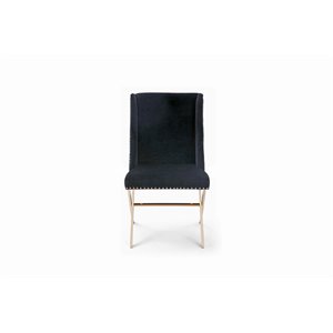 Pemberly Row Alexia 17.5&quot Velour Dining Chair in Black with Rose Gold Base