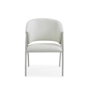 Pemberly Row Faux Leather Upholstered Accent Chair in White