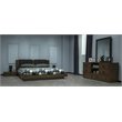 Pemberly Row Contemporary Glass Mirror in Dark Walnut/Clear