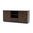 Pemberly Row Contemporary Glass Mirror in Dark Walnut/Clear