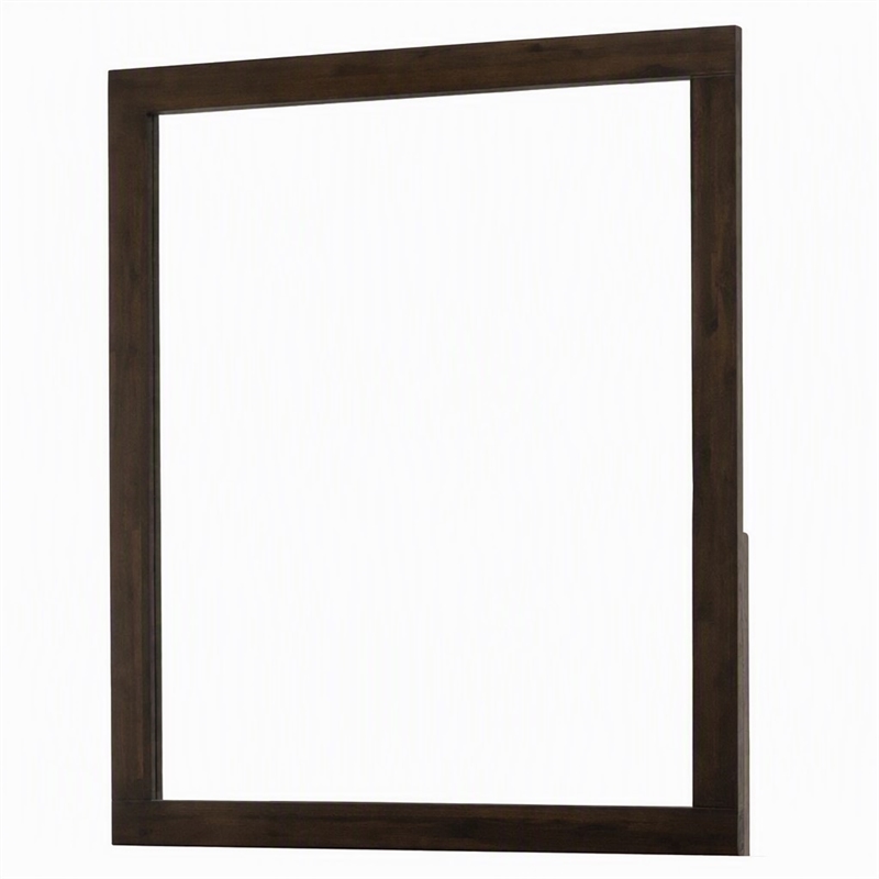Pemberly Row Contemporary Glass Mirror in Dark Walnut/Clear