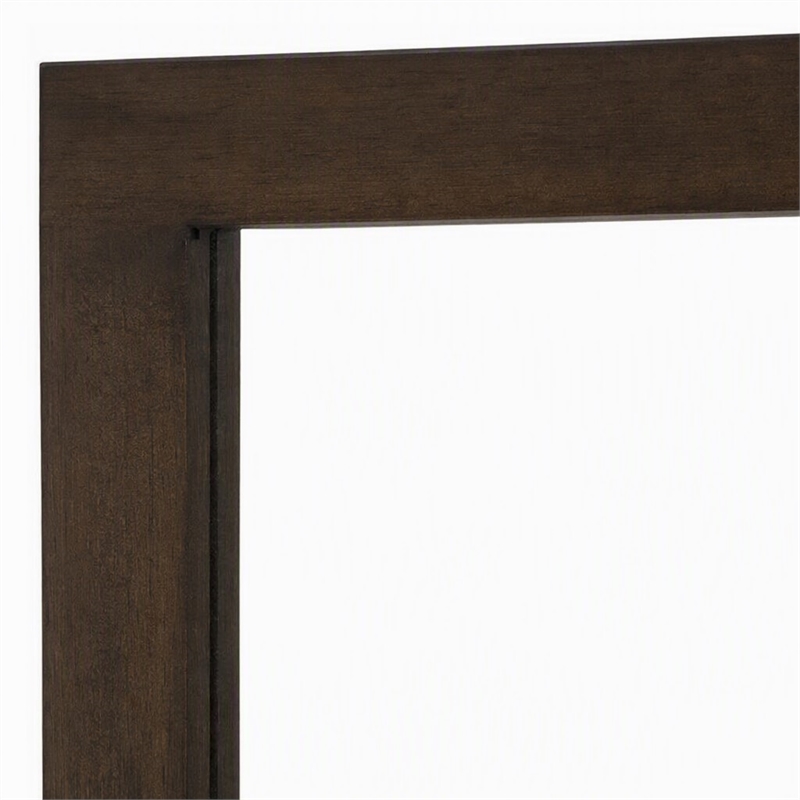 Pemberly Row Contemporary Glass Mirror in Dark Walnut/Clear