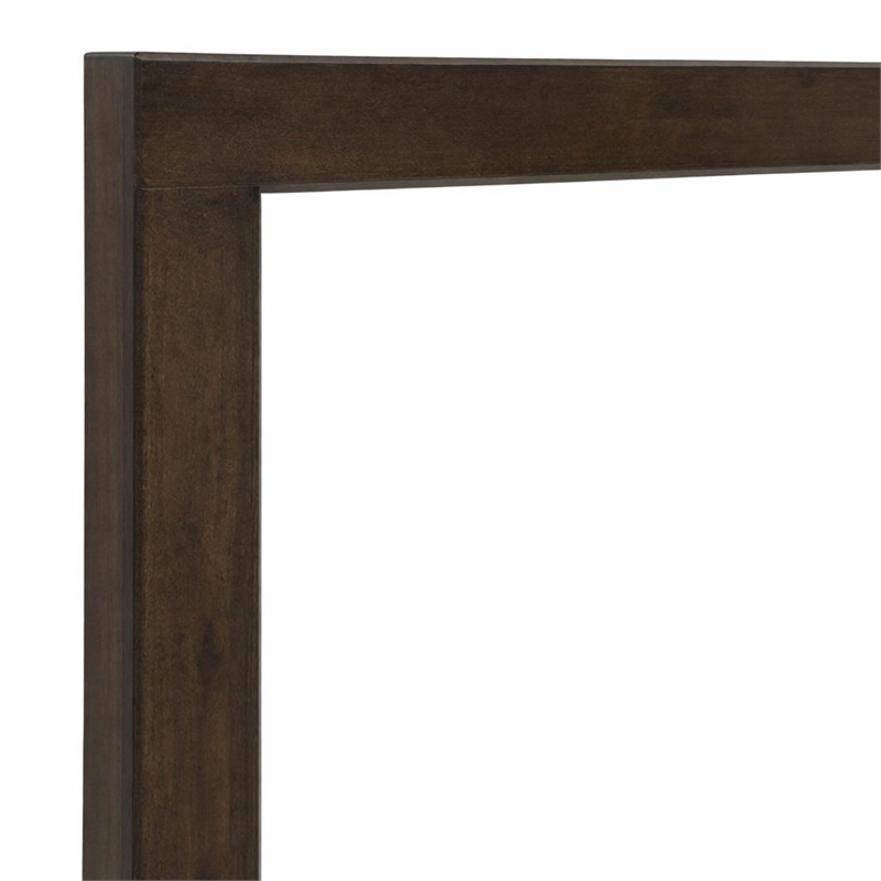 Pemberly Row Contemporary Glass Mirror in Dark Walnut/Clear