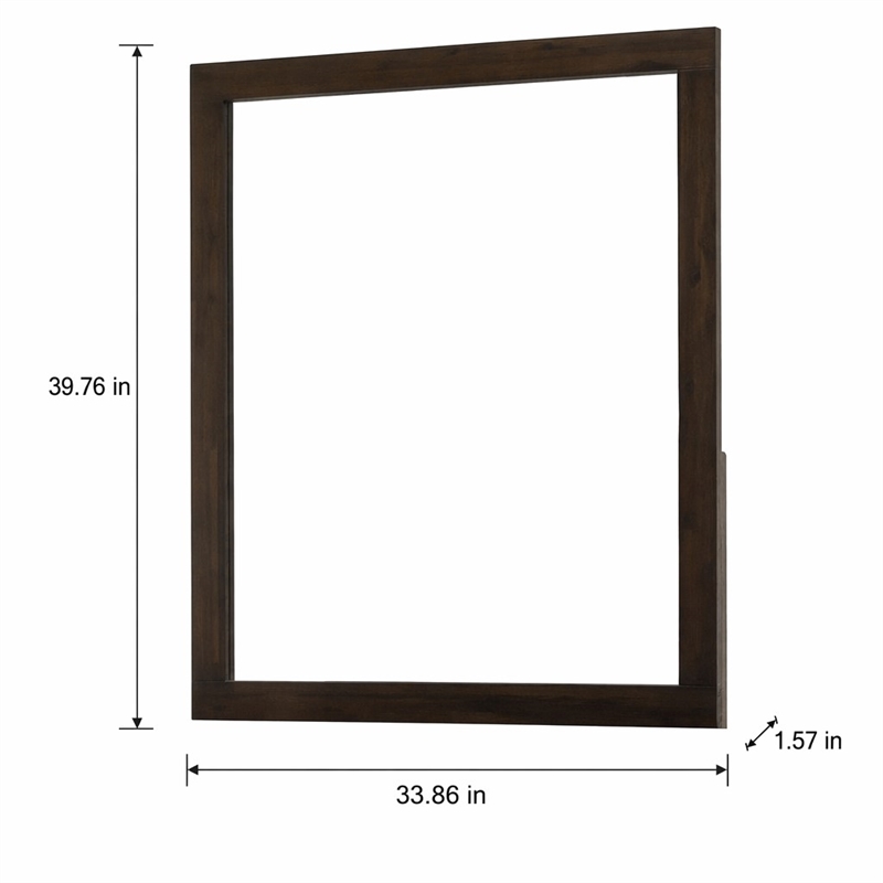 Pemberly Row Contemporary Glass Mirror in Dark Walnut/Clear