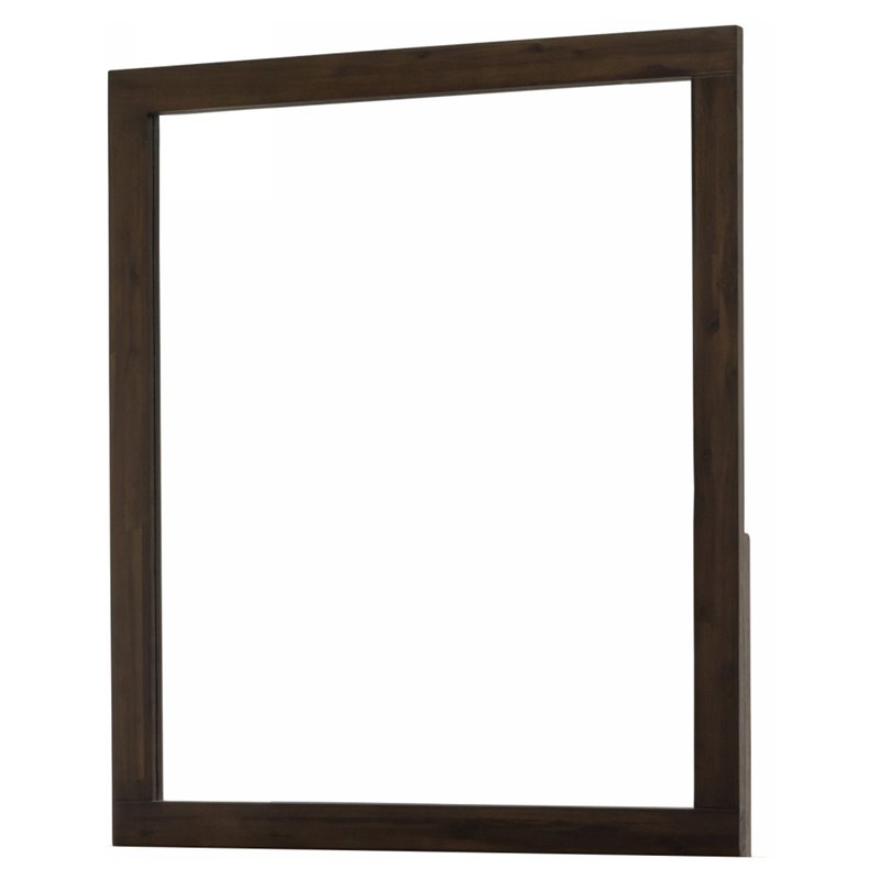 Pemberly Row Contemporary Glass Mirror in Dark Walnut/Clear
