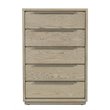 Pemberly Row 5-Drawer Wood Veneer Chest in Textured Oak and Silver Finish