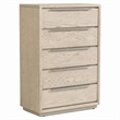 Pemberly Row 5-Drawer Wood Veneer Chest in Textured Oak and Silver Finish