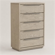 Pemberly Row 5-Drawer Wood Veneer Chest in Textured Oak and Silver Finish