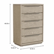 Pemberly Row 5-Drawer Wood Veneer Chest in Textured Oak and Silver Finish