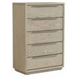 Pemberly Row 5-Drawer Wood Veneer Chest in Textured Oak and Silver Finish