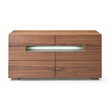 Pemberly Row 6-Drawer MDF Wood Dresser with LED Light in Walnut Veneer