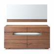 Pemberly Row 6-Drawer MDF Wood Dresser with LED Light in Walnut Veneer