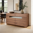 Pemberly Row 6-Drawer MDF Wood Dresser with LED Light in Walnut Veneer