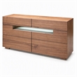 Pemberly Row 6-Drawer MDF Wood Dresser with LED Light in Walnut Veneer