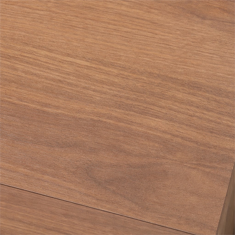 Pemberly Row 6-Drawer MDF Wood Dresser with LED Light in Walnut Veneer