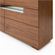 Pemberly Row 6-Drawer MDF Wood Dresser with LED Light in Walnut Veneer