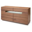 Pemberly Row 6-Drawer MDF Wood Dresser with LED Light in Walnut Veneer
