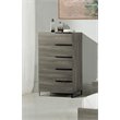 Pemberly Row Modern Veneer and Metal 5-Drawer Chest in Matte Grey
