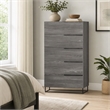Pemberly Row Modern Veneer and Metal 5-Drawer Chest in Matte Grey