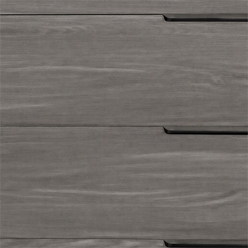 Pemberly Row Modern Veneer and Metal 5-Drawer Chest in Matte Grey