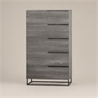 Pemberly Row Modern Veneer and Metal 5-Drawer Chest in Matte Grey