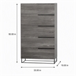 Pemberly Row Modern Veneer and Metal 5-Drawer Chest in Matte Grey