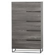 Pemberly Row Modern Veneer and Metal 5-Drawer Chest in Matte Grey