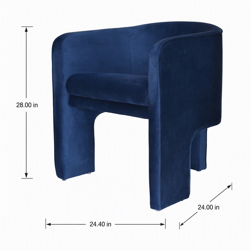 Pemberly Row Modern Velvet Upholstered Accent Chair in Blue