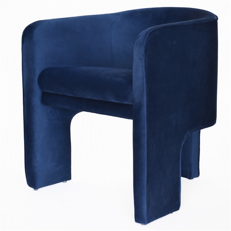 Pemberly Row Modern Velvet Upholstered Accent Chair in Blue