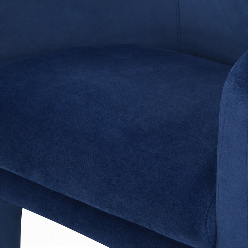 Pemberly Row Modern Velvet Upholstered Accent Chair in Blue