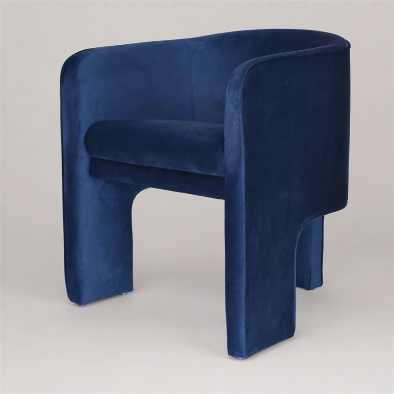 Pemberly Row Modern Velvet Upholstered Accent Chair in Blue