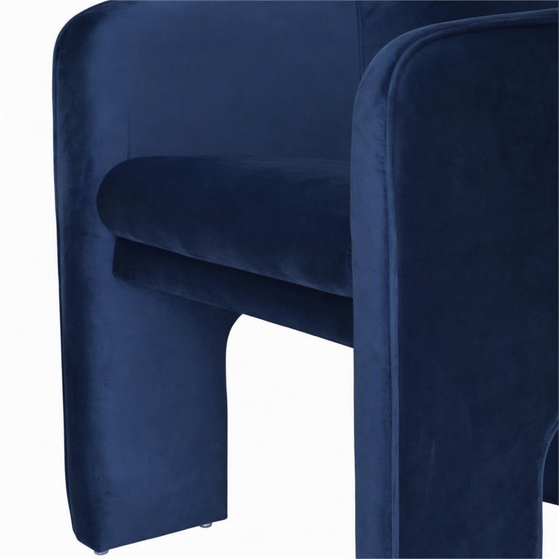 Pemberly Row Modern Velvet Upholstered Accent Chair in Blue