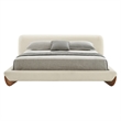 Pemberly Row Contemporary Fabric Eastern King Bed in Walnut and Cream