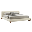 Pemberly Row Contemporary Fabric Eastern King Bed in Walnut and Cream