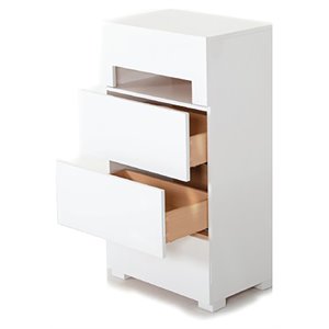 Pemberly Row 44&quot 4-Drawer Modern White Glossy MDF Chest with LED Accent Light