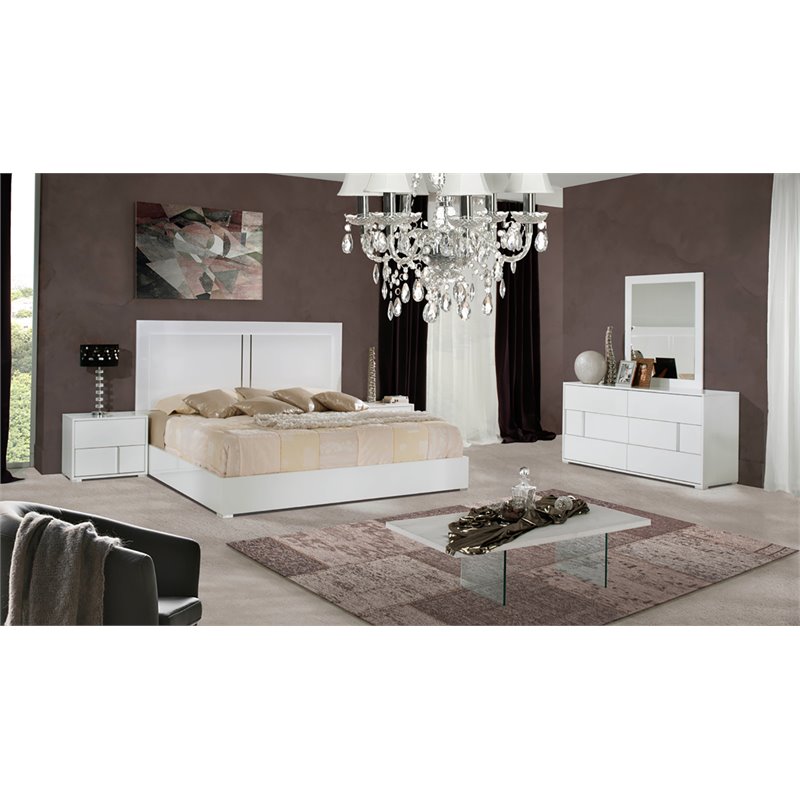 Pemberly Row Modern 6-Drawer MDF Wood Dresser in White Gloss Finish