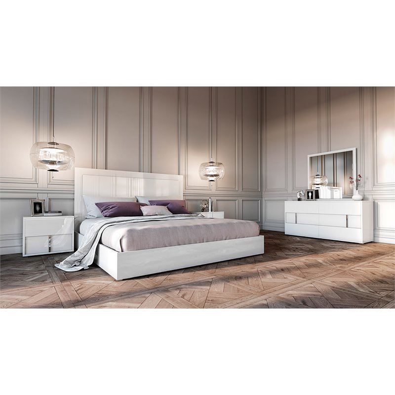 Pemberly Row Modern 6-Drawer MDF Wood Dresser in White Gloss Finish