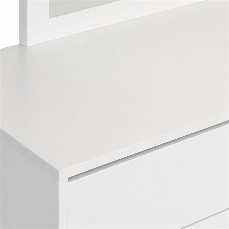 Pemberly Row Modern 6-Drawer MDF Wood Dresser in White Gloss Finish