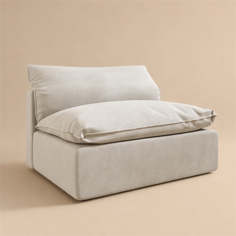 Pemberly Row Light Gray Fabric Upholstered Armless Modular Seater