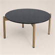 Pemberly Row Round Metal and Marble Coffee Table in Black and Gold