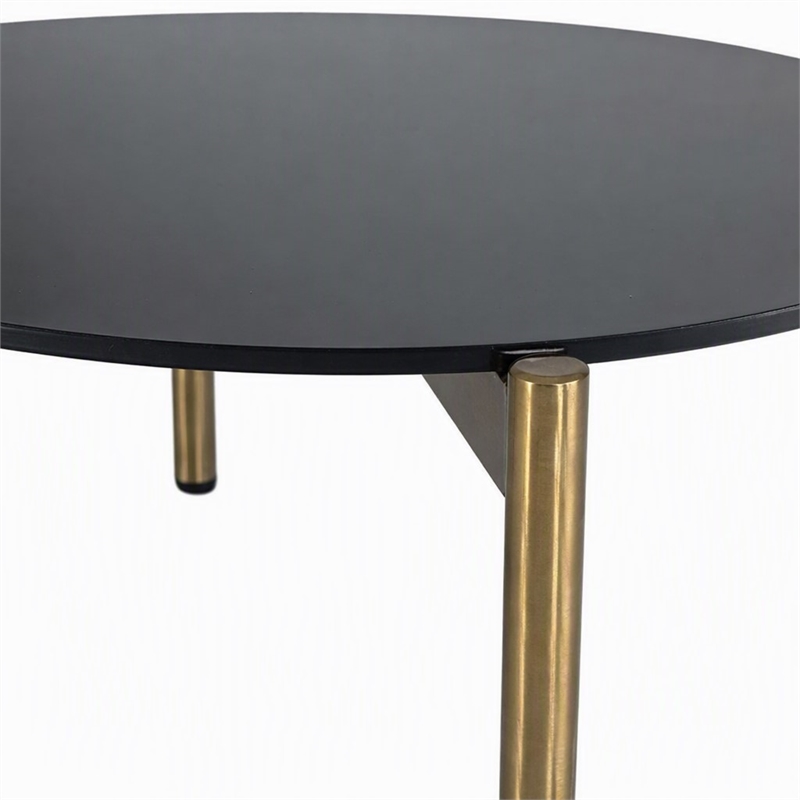 Pemberly Row Round Metal and Marble Coffee Table in Black and Gold