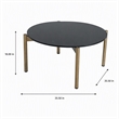 Pemberly Row Round Metal and Marble Coffee Table in Black and Gold