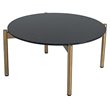 Pemberly Row Round Metal and Marble Coffee Table in Black and Gold