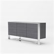 Pemberly Row 3-Door Elm Gray Modern Buffet with Adjustable Shelves